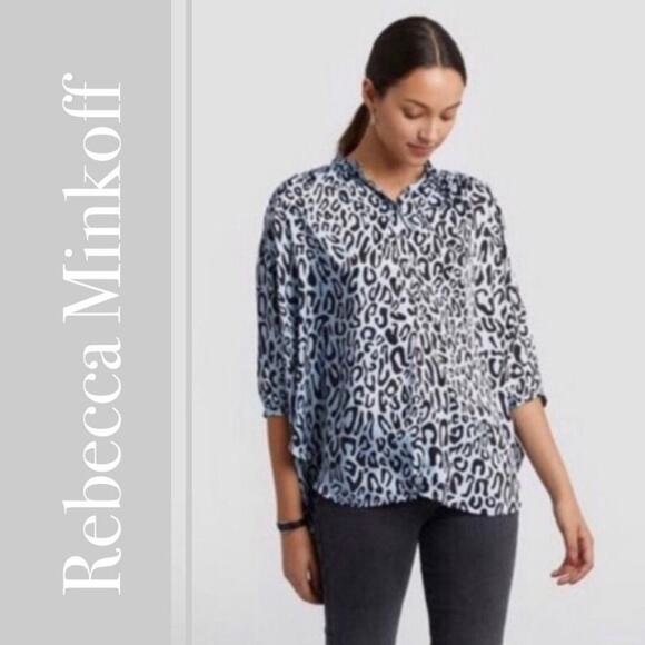 Rebecca Minkoff Fleur Animal Print Blouse - Picture 1 of 8